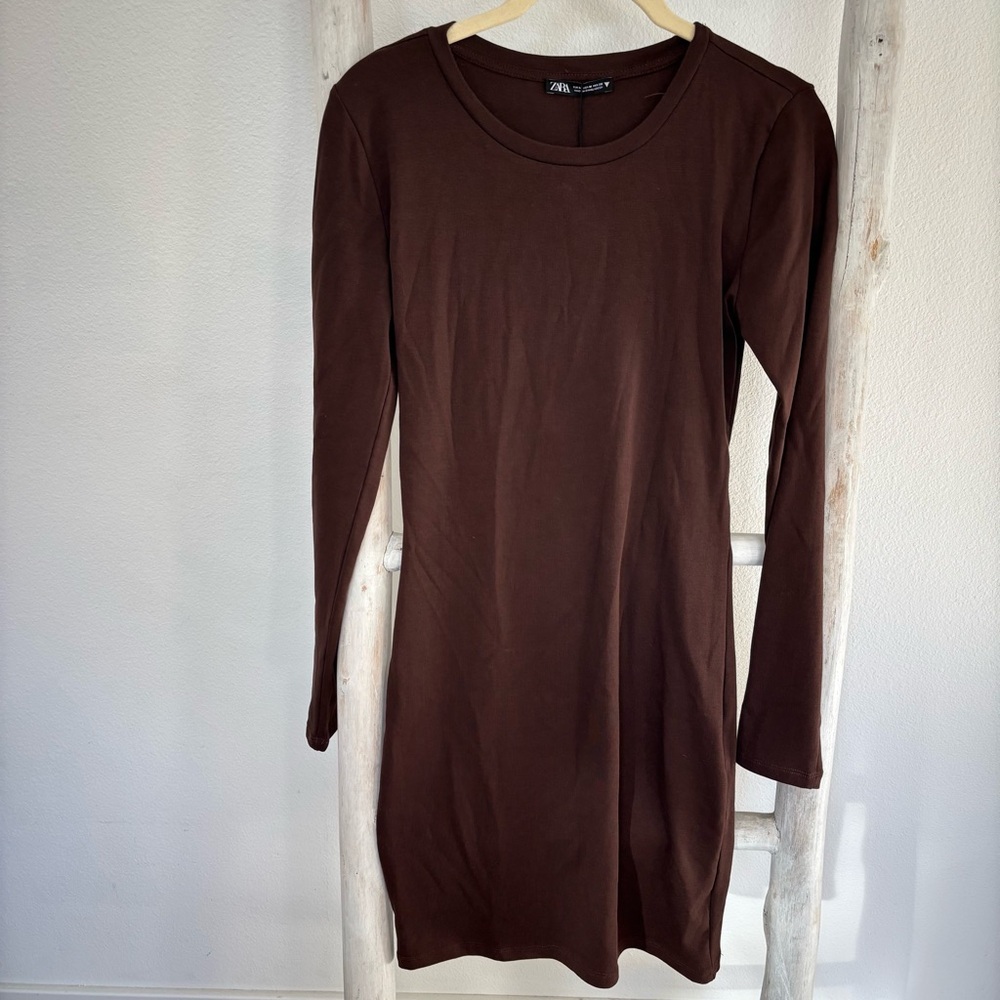 Zara Deep Brown Long Sleeve Dress